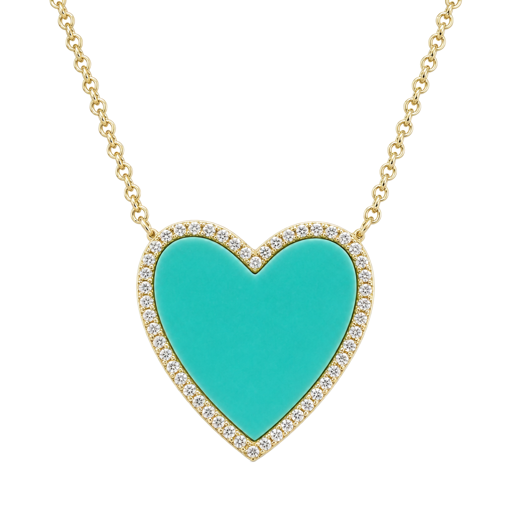 Diamond Halo Gemstone Heart Necklace