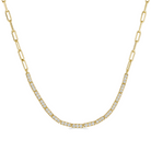 Diamond Tennis Link + Paper Clip Necklace, diamond, Izakov Fine Jewelry