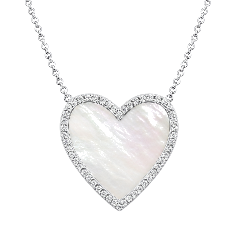 Diamond Halo Gemstone Heart Necklace