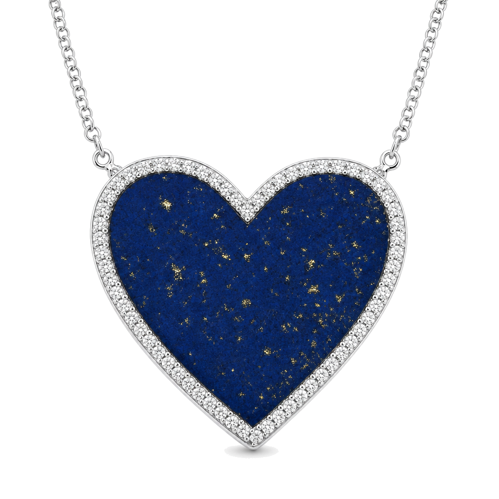 Diamond Halo Gemstone Heart Necklace