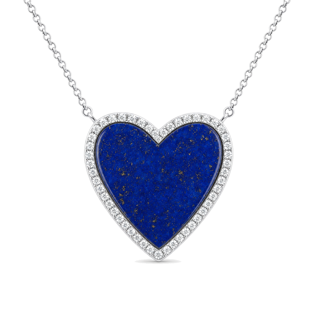Diamond Halo Gemstone Heart Necklace