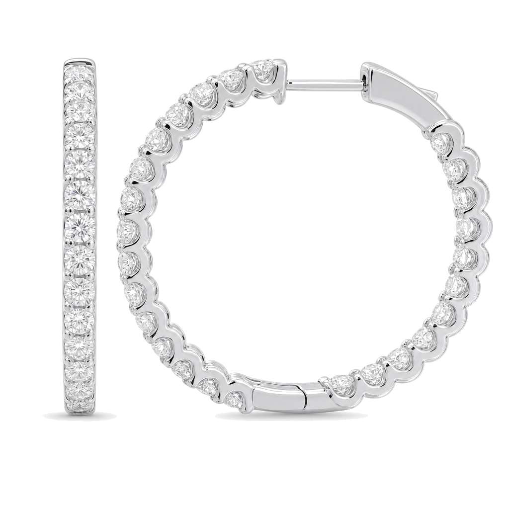 Scalloped Inside-Out Diamond Hoop Earrings