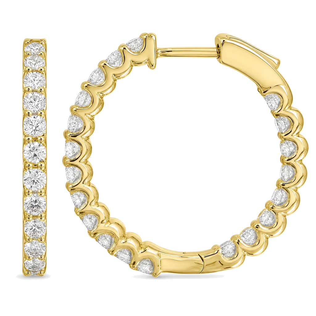 Scalloped Inside-Out Diamond Hoop Earrings