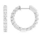 Scalloped Inside-Out Diamond Hoop Earrings, view 10