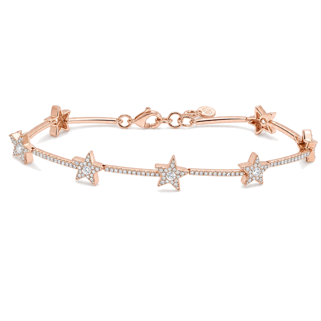 Micro Pave Diamond Stars Tennis Bracelet