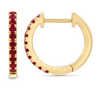 Pave Gemstone Huggies, side view