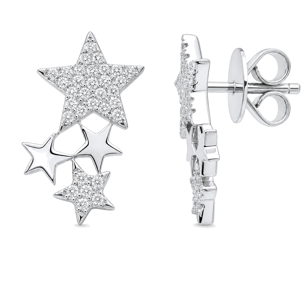 Micro Pave Diamond Stars Cluster Earrings