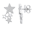 Micro Pave Diamond Stars Cluster Earrings, alternate angle