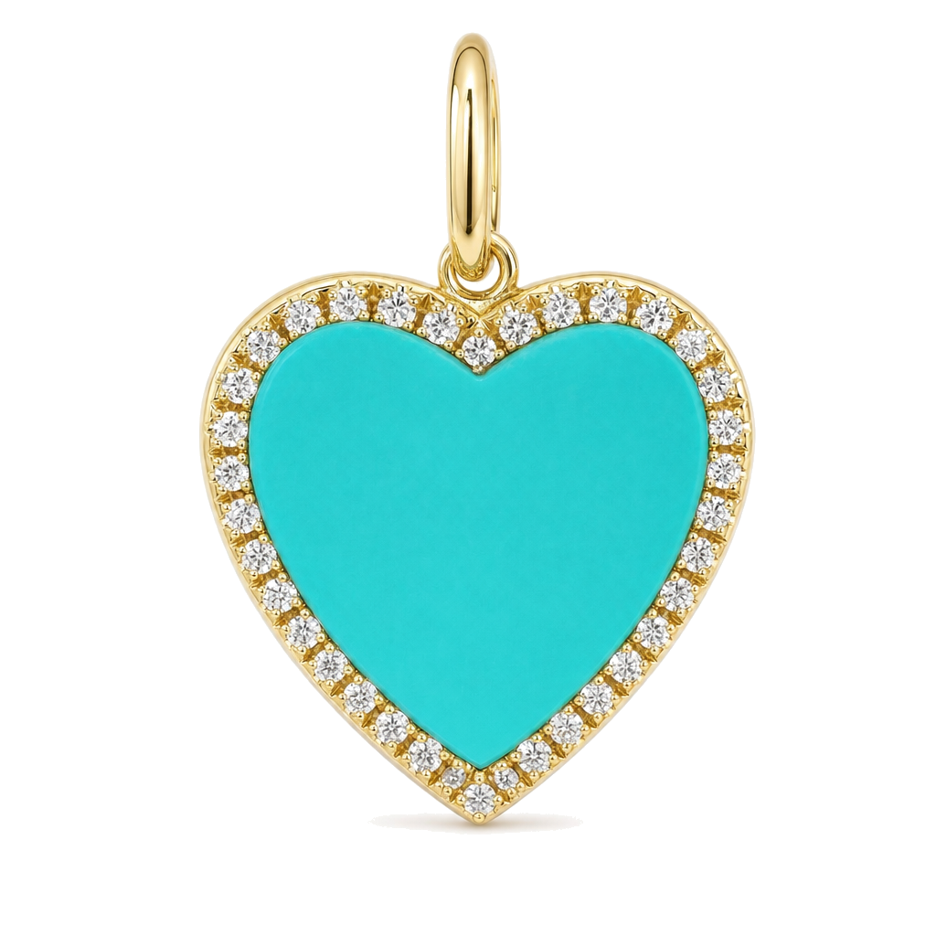 Gemstone Heart Diamond Necklace Charm