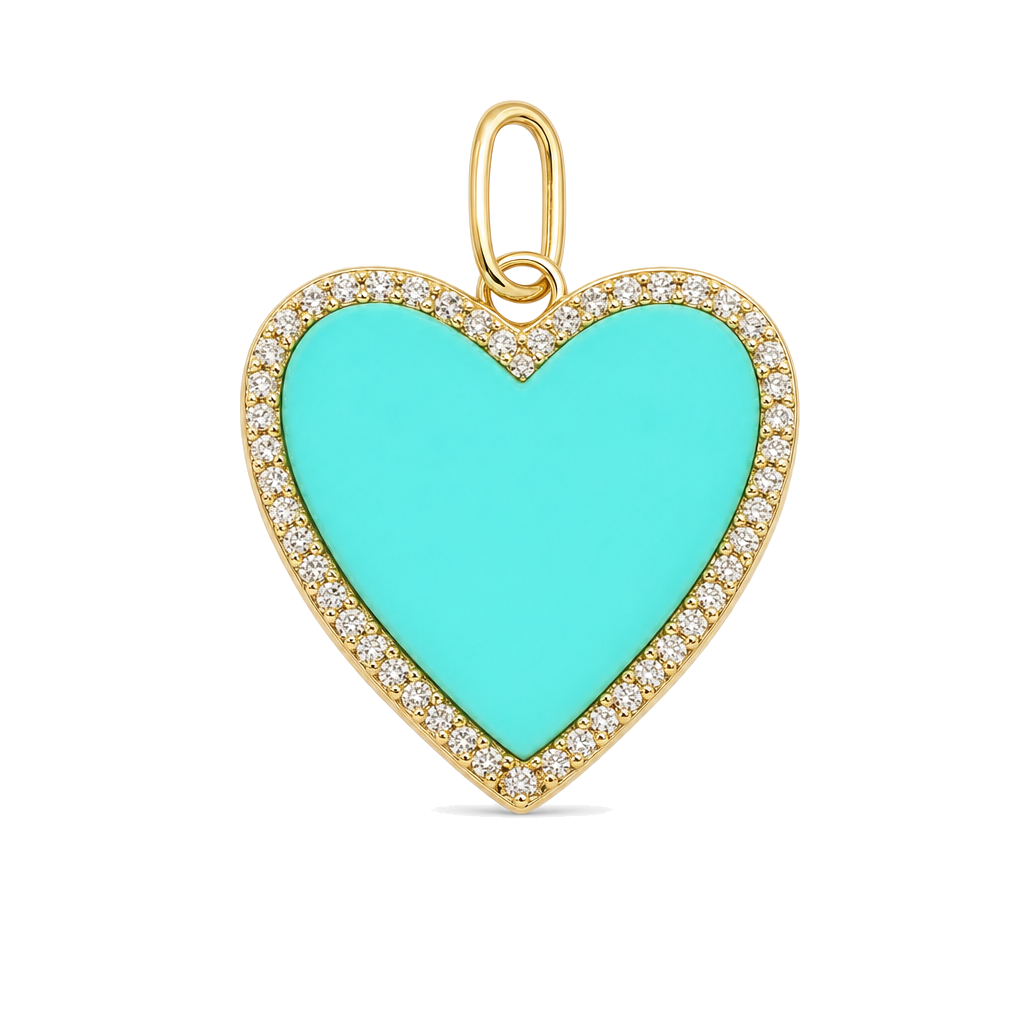 Gemstone Heart Diamond Necklace Charm