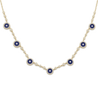 Diamond Halo Lapis Evil Eyes Necklace, diamond, Izakov Fine Jewelry