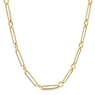 Mixed Paper Clip Rolo Link Gold Chain Necklace, 14K gold, Izakov Fine Jewelry