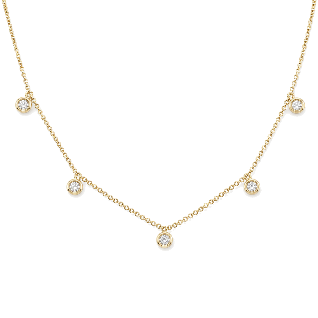 Bezel Diamonds Drop Station Necklace