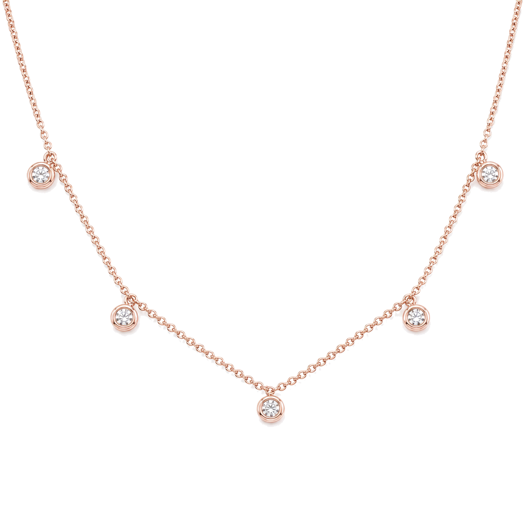 Bezel Diamonds Drop Station Necklace
