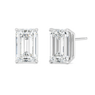 Lab-Grown Emerald Cut Diamond Stud Earrings close-up, emerald cut detail