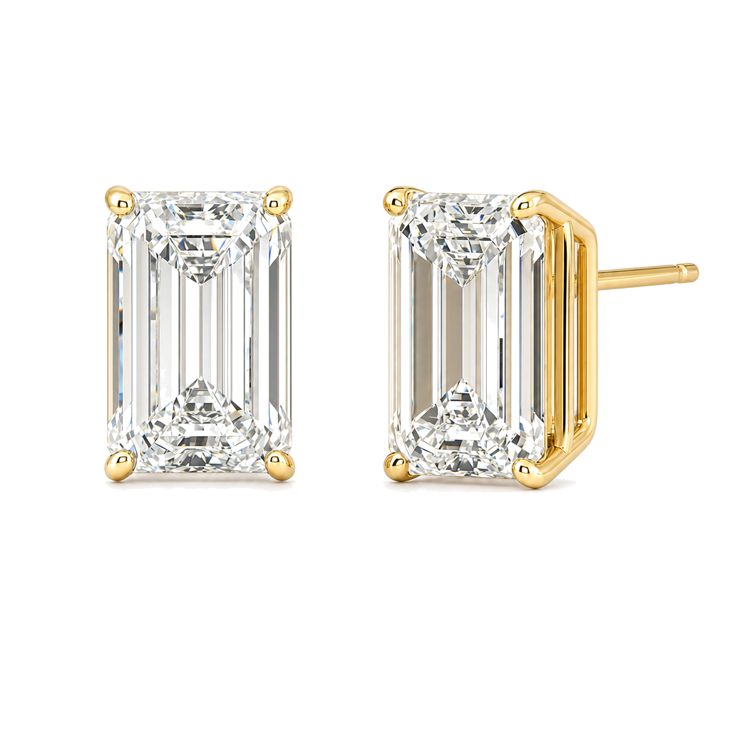 Lab-Grown Emerald Cut Diamond Stud Earrings