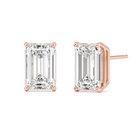 Lab-Grown Emerald Cut Diamond Stud Earrings worn on hand