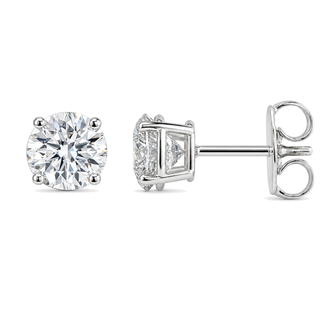 Classic Natural Round Diamond Stud Earrings