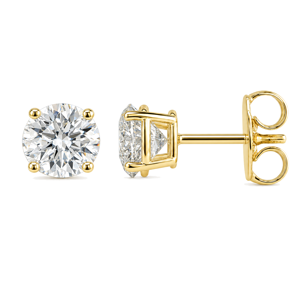 Classic Natural Round Diamond Stud Earrings