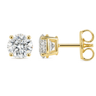 Classic Natural Round Diamond Stud Earrings worn on hand
