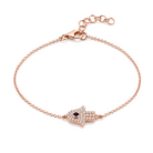 Micro Pave Diamond Sapphire Small Hamsa Bracelet, alternate angle