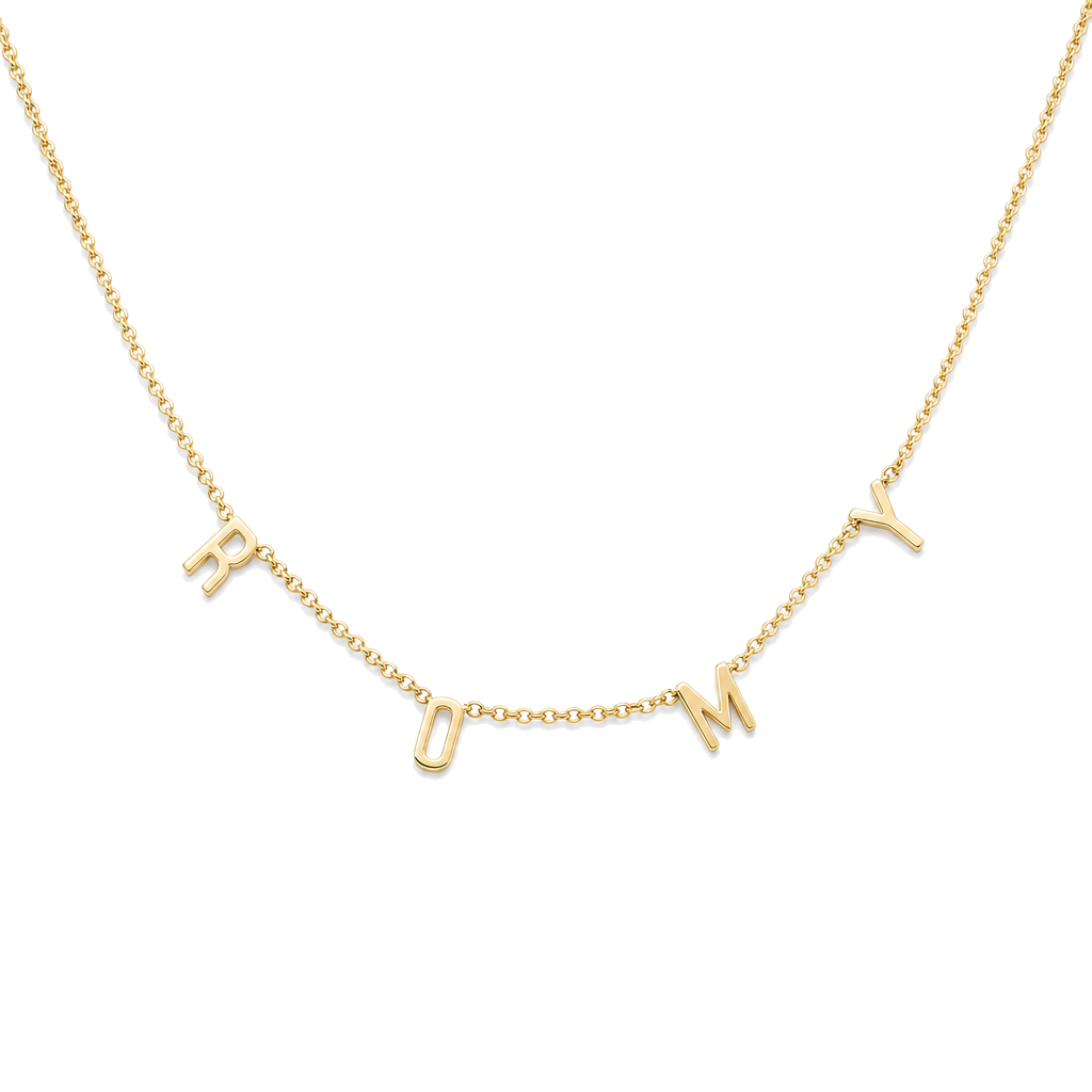 Personalized Block Station Name Gold Necklace