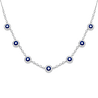 Diamond Halo Lapis Evil Eyes Necklace worn on hand