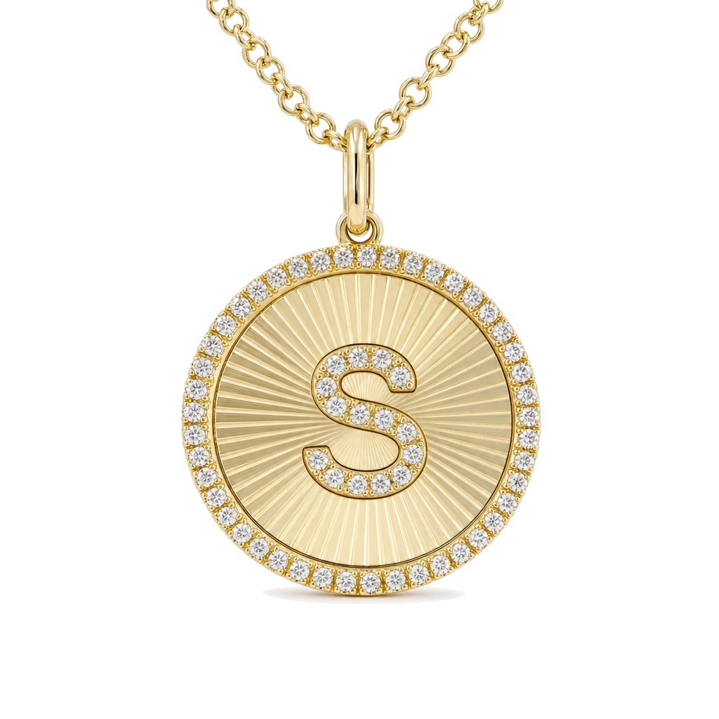 Radiating Diamond Initial Necklace, diamond, Izakov Fine Jewelry