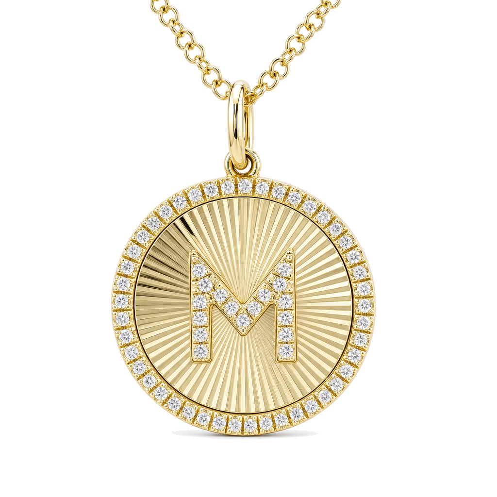 Radiating Diamond Initial Necklace