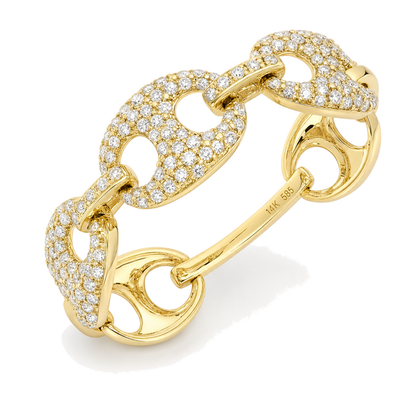 Micro Pave Diamond Mariner Chain Ring in 14K Gold | Izakov Fine