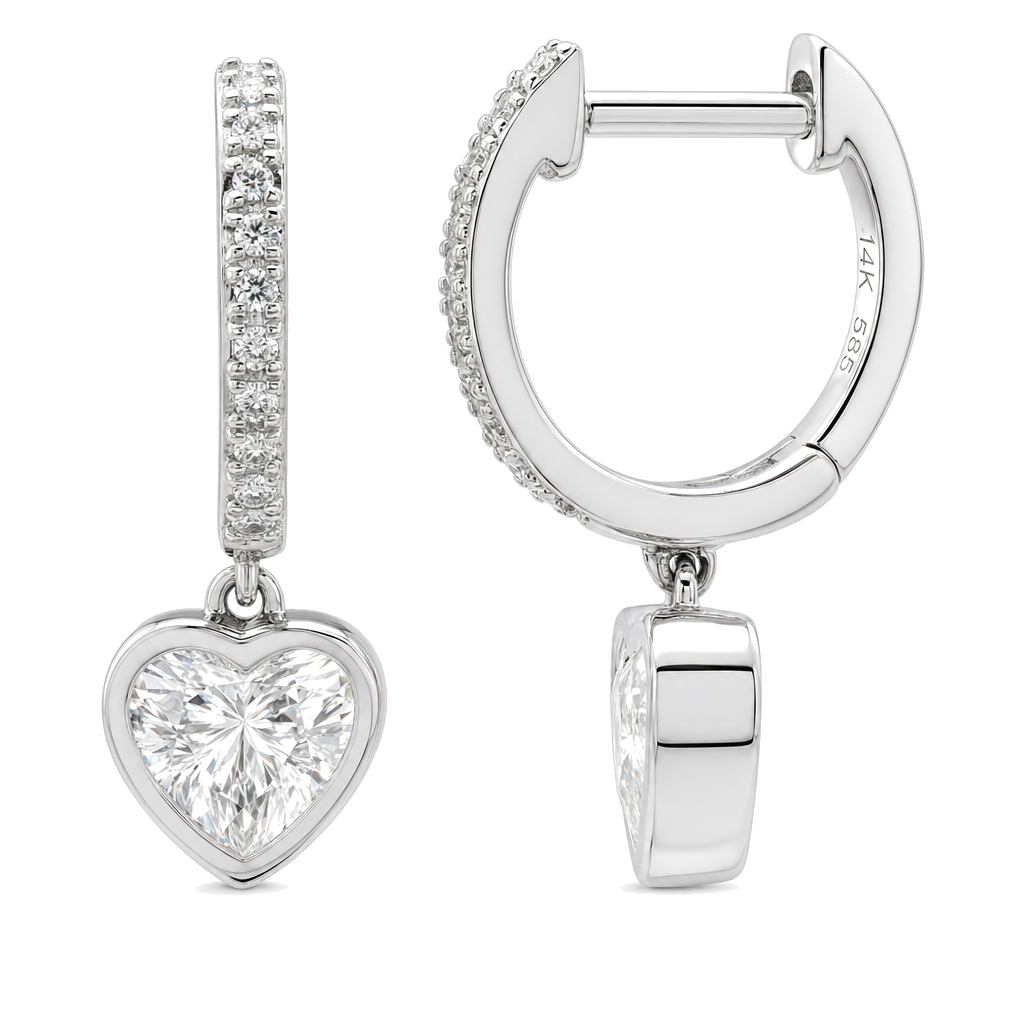 Heart Shaped Diamond Drop Huggies