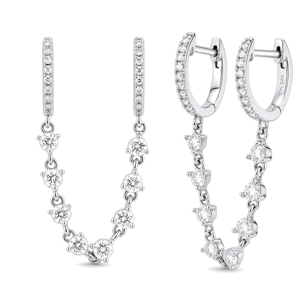 Diamond Chained Micro Pave Huggies
