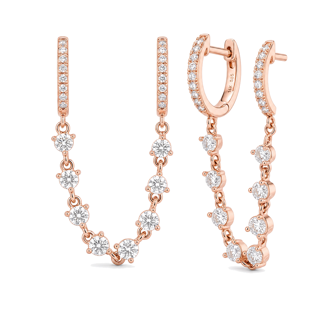 Diamond Chained Micro Pave Huggies