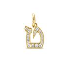 Pave Diamond Hebrew Initial Necklace Charm