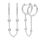 Diamond Bezel Pave Chained Huggies