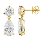 Round and Pear Lab Diamond Dangle Stud Earrings