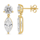 Round and Marquise Lab Diamond Dangle Stud Earrings