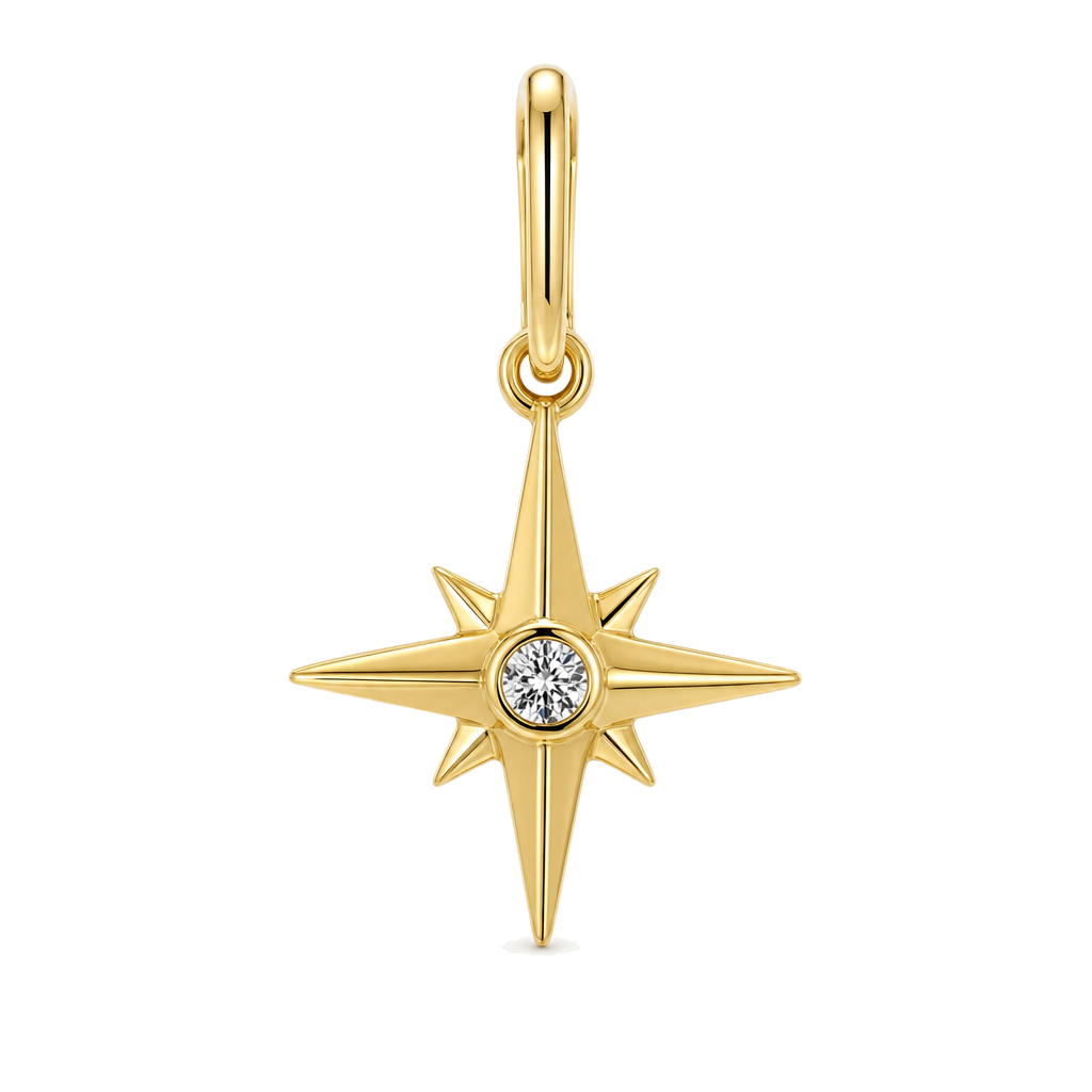 Round Diamond Starburst Necklace Charm