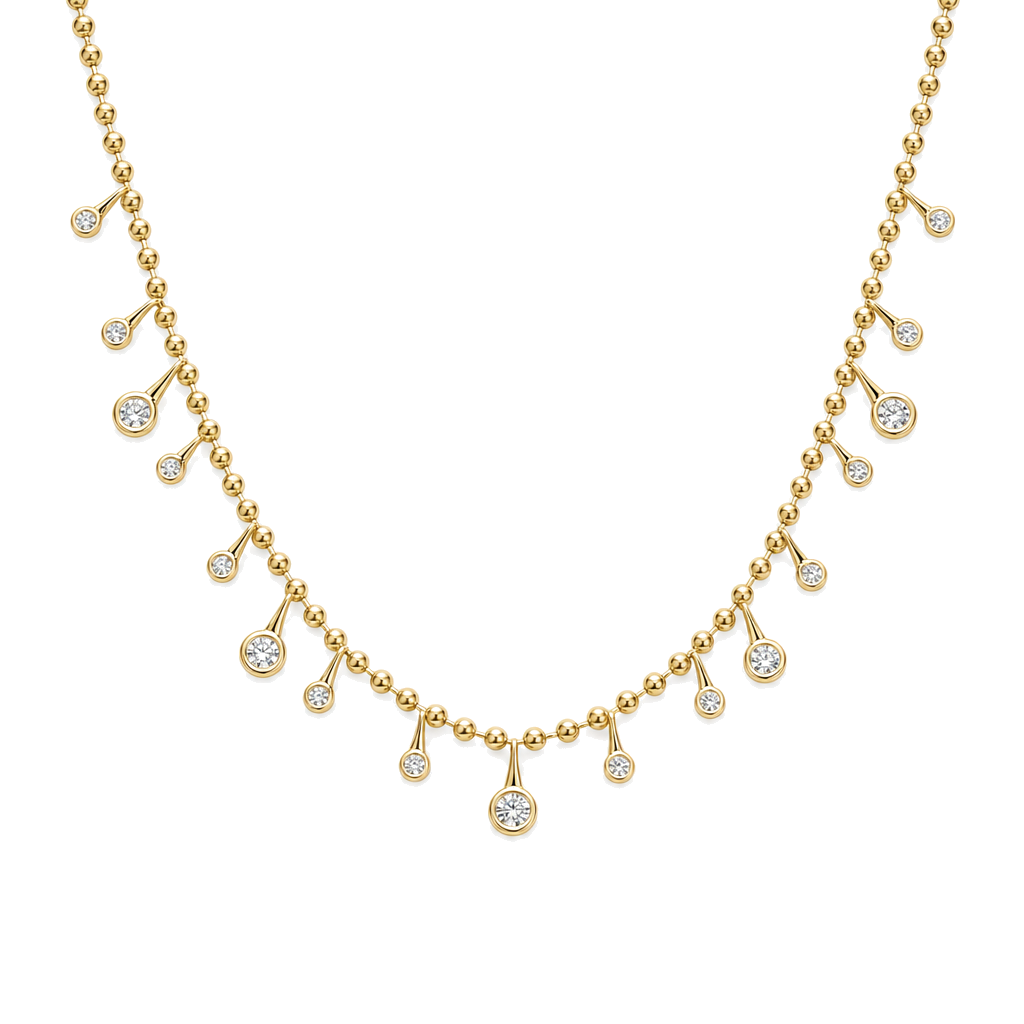 Round Lab Diamond Ball Chain Necklace