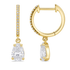 Round and Pear Lab Diamond Huggie Earrings