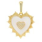 Fluted Heart Mother of Pearl Diamond Necklace Charm