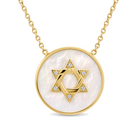 Round Diamond and Mother of Pearl Star of David Necklace