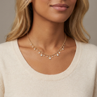 Round & Pear Lab Diamond Ball Chain Necklace — model shot