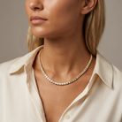 Emerald Cut Lab Diamond Tennis Necklace — model shot