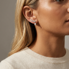 Round & Pear Lab Diamond Invisible Set Earrings — model shot