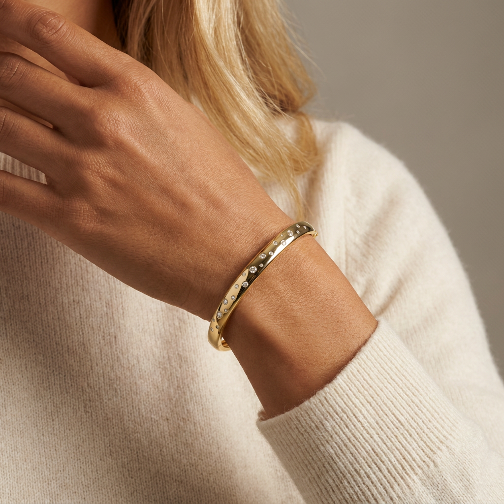 Constellation Diamond Bangle — model shot