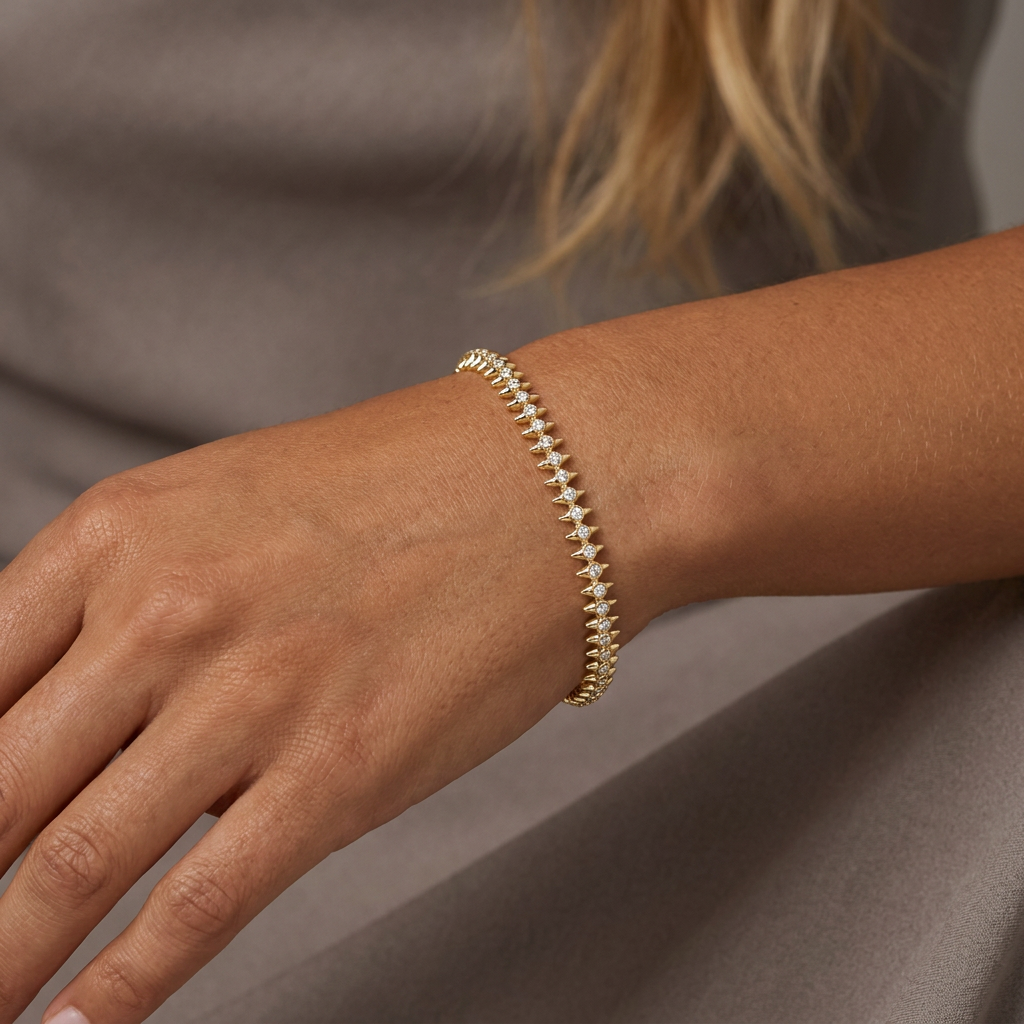 Pinnacle Diamond Bangle — model shot