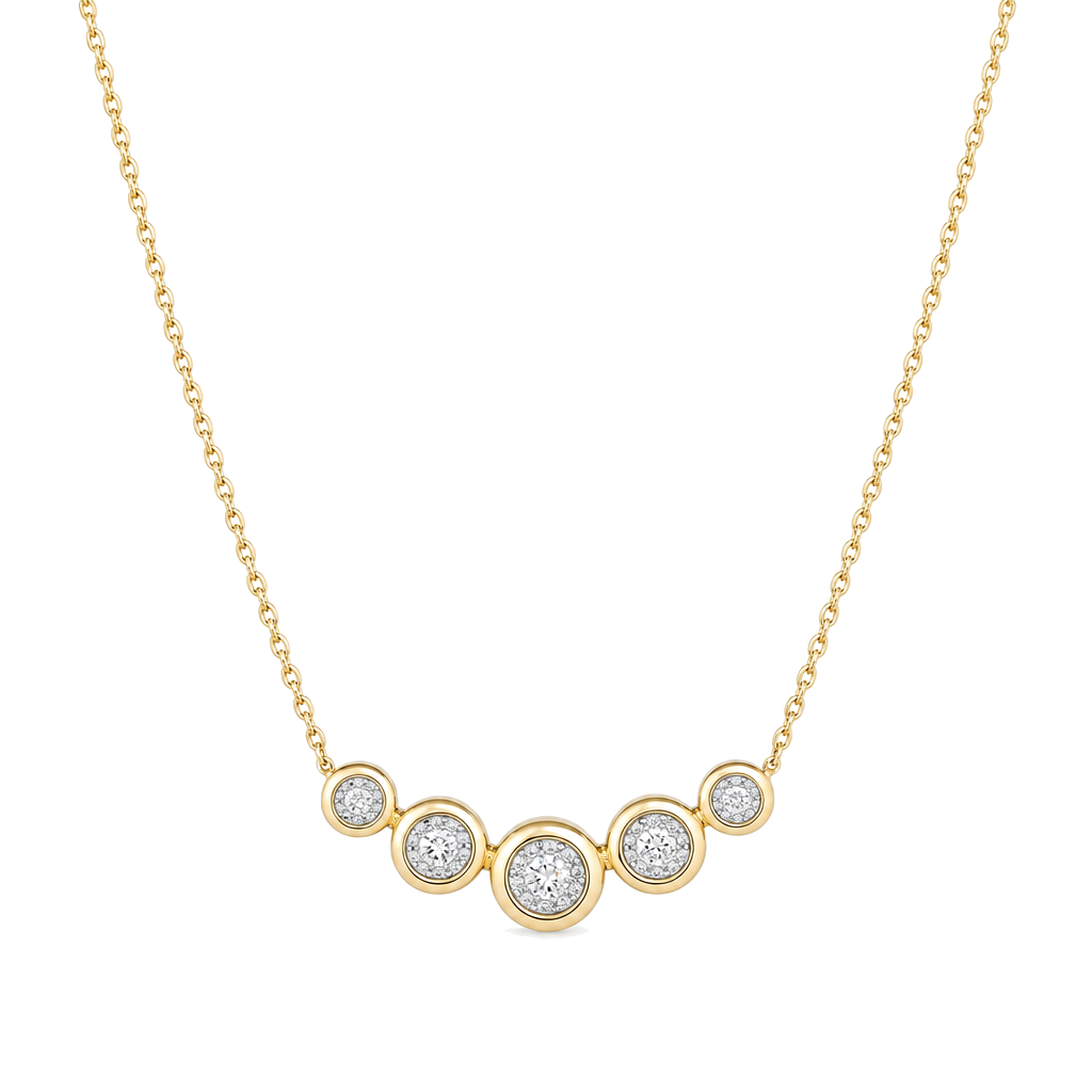 Graduated Bezel Set Diamond Necklace