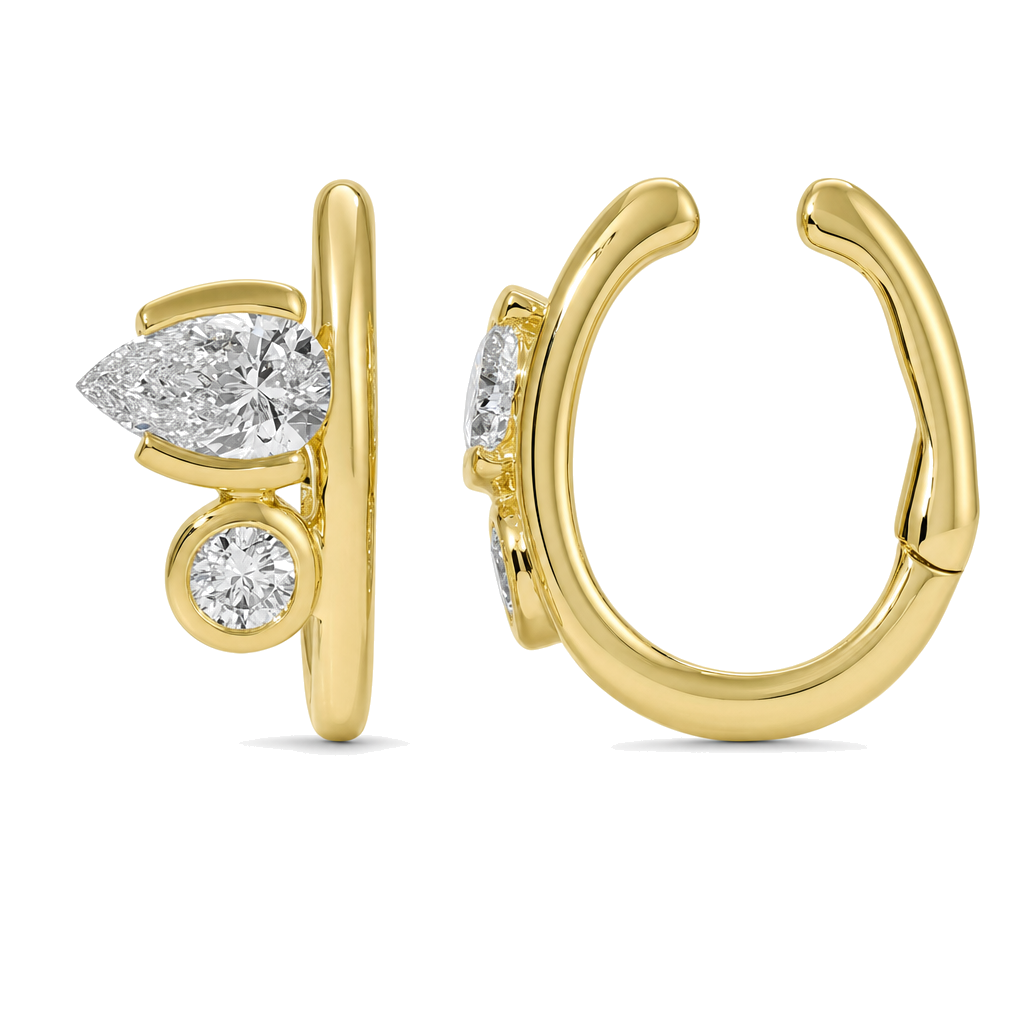Lab Grown Pear + Round Diamond Ear Cuff