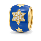 Blue Enamel Star of David Diamond Rondelle